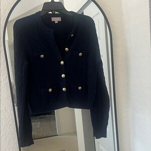 J. Crew Women's navy cashmere sweater with Gold Buttons